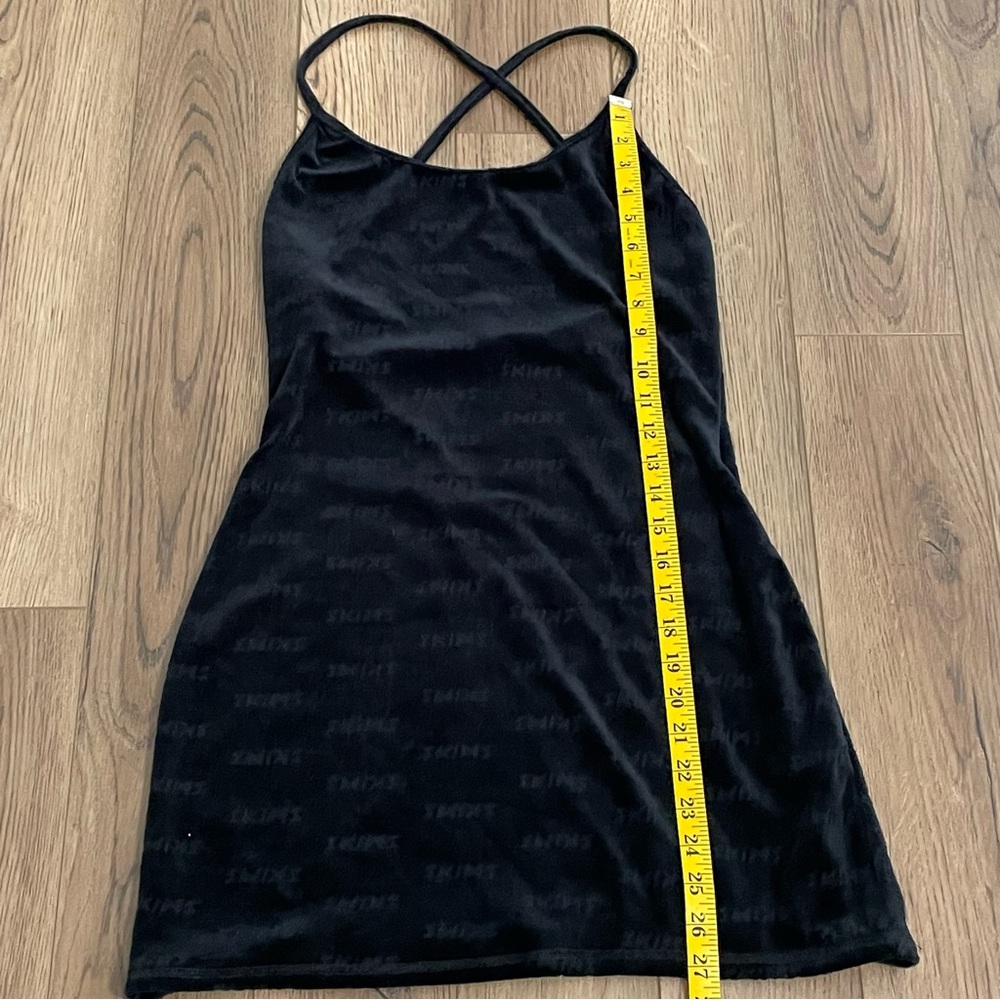 SKIMS Logo Velour Slip Dress Black - Picture 10 of 12